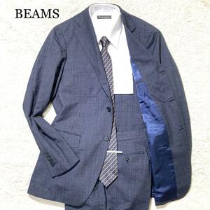 【未使用級】BEAMS F スーツ セットアップ ネイビー 紺 チェック 50