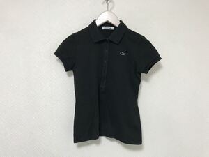 本物ラコステLACOSTEコットン半袖ポロシャツレディースビジネススーツ黒ブラックスポーツ34XS