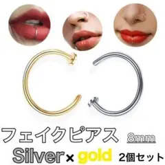 フェイクピアス 男女兼用 ゴールド シルバー 2set 唇ピアス ユニセックス