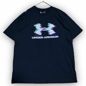 Y155★USA古着★UNDER ARMOUR アンダーアーマー 半袖Tシャツ ブランドロゴ モザイクデザイン トレーニングウェア Lサイズ ブラック