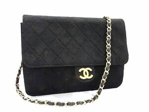 1円 CHANEL シャネル ココマーク マトラッセ キャンバス チェーン ショルダーバッグ 肩掛け レディース ブラック系 BI4096