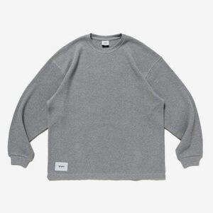 極美品 XLサイズ Wtaps Waffle LS Tee Sign Ash Gray 04 ワッフル ロンT アッシュグレー カットソー サーマル 232ATDT-CSM17 グレー サイン