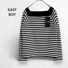 タグ付き　EAST BOY　Tシャツ　カットソー　スクエアネック　ボーダー