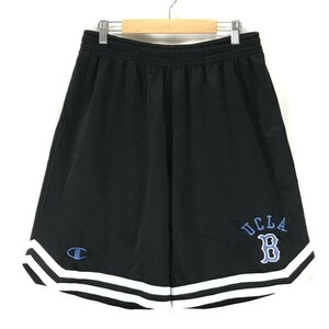 Champion★UCLA/ハーフ/ショート/パンツ【メンズL/股下28cm/黒/black】バスパン/バスケットボール/ズボン/Trouser/90s?Vintage◆BH771