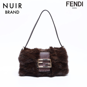 フェンディ FENDI ハンドバッグ ファー ミニマンマバケット ブラウン