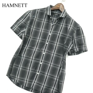 HAMNETT キャサリン ハムネット 春夏 半袖 スリム★ チェック シャツ Sz.M　メンズ 黒　A3T07084_6#A