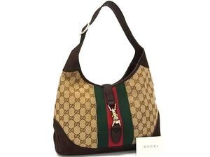 1円 ■美品■ GUCCI グッチ 277520 486628 ニュージャッキー GGキャンバス×ヌバック ワンショルダーバッグ 肩掛け ブラウン系 BK4105