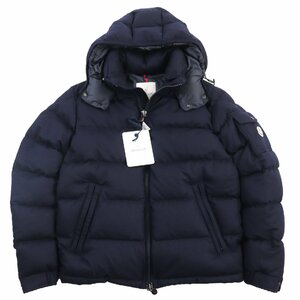 極美品●MONCLER モンクレール 2019年製 MONTGENEVRE モンジュネーブル ロゴワッペン ウールダウンジャケット ネイビー 3 正規品 メンズ