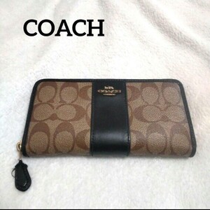 COACH コーチ シグネチャー長財布 ヘリテージ ラウンドジップ ジッピーウォレット 総柄 ロングウォレット メンズ レディース 