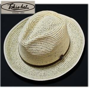 《TOKIO HAT トーキョーハット》新品 春夏モデル 中折れ ペーパーハット サマーハット 麦わら帽子 ミディアムブリム M(56.5)A6330