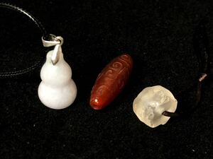 水晶 天珠 メノウ玉 石 瑪瑙 瓢箪 アクセサリー 3点 手環 ネックレス