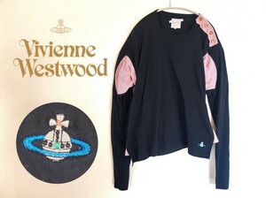 ヴィヴィアンウエストウッドマン イタリア製 スクイグル型アシンメトリー カットソー 長袖Tシャツ オーブ刺繍 VivienneWestwood 