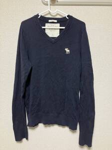 ☆Abercrombie&Fitch(アバクロンビー＆フィッチ）男性用Vネックセーター　ネイビー　Lサイズ☆