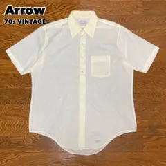 70s ARROW アロー シャツ 半袖 イエロー 無地 ヴィンテージ