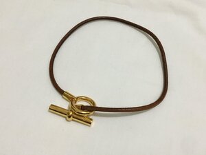 1円～ HERMES エルメス グレナン レザー ゴールド 金具 ブレスレット チョーカー 中古品 RA-07