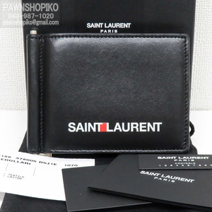 サンローラン SAINT LAURENT ビルクリップウォレット／マネークリップ／二つ折り財布 378005 レザー 良品 [質イコー]