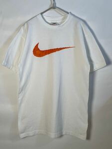 【アメリカ製】NIKE ナイキ Tシャツ 刺繍風プリント 白M 白タグ made in usa ヴィンテージ