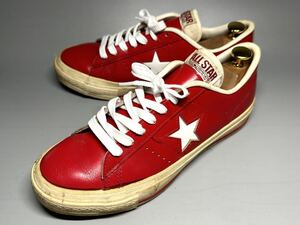 【即決】CONVERSE 24.5cm程度 6.5 ワンスター コンバース メンズ レザースニーカー 赤 レッド 本革 オールスター allstar 廃盤