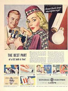 1948年General Electric電球・蛍光灯/ヴィンテージ雑誌広告オリジナル・ポスター