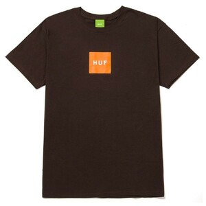 HUF*ハフ*US:XXL[ESSENTIALS BOX LOGO]ブラウン半袖Tシャツ