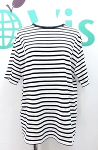 S*スリードッツ three dots リラックスフィット ボーダー 半袖Tシャツ レディース M kz4420197403