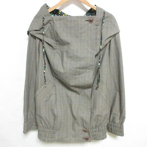 美品 Vivienne Westwood RED LABEL ヴィヴィアンウエストウッド グレンチェック アシンメトリー フーディジャケット 0 グレー ◆