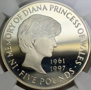 【イギリス大型銀貨】(ダイアナ妃 高得点 NGC-PF69 ULTRA CAMEO 1999年)