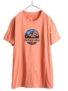 大きいサイズ XL ■ パタゴニア プリント 半袖 Tシャツ メンズ / PATAGONIA アウトドア ロゴT プリントTシャツ スリムフィット テラコッタ