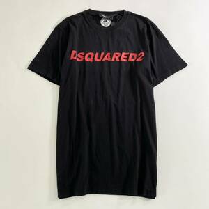 ◯20e31-4《極美品》タグ付☆DSQUARED2 ディースクエアード ロゴプリントTシャツ サイズL ブラック メンズ logo print tee 半袖 春夏