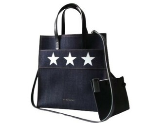 極美☆GIVENCHY ジバンシィ 2WAY デニム トート ショルダー バッグ ユニセックス 