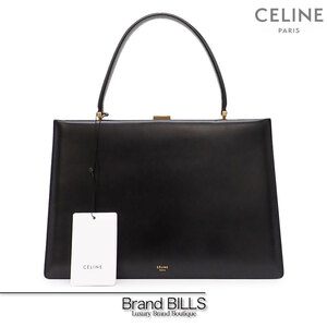 未使用品 CELINE セリーヌ スクラプ ミディアム ハンドバッグ 180923ASE スムースカーフ ブラック レッド ゴールド金具