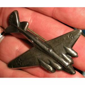 超希少!1944-1945 WORLD WAR 2 US ARMY AIR FORCE BOMBER PIN BROOCH SILVER USA MADEビンテージアメリカ軍エアフォースシルバーピン