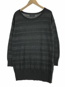 UNTITLED アンタイトル ウール混 ラメ ボーダー ニット セーター size3/黒 ◇■ ☆ dja2