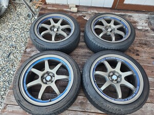 WEDSスポーツレーシング 17インチ タイヤセット17x8J+42 5穴PCD100インプレッサプリウスカローラGDAGC8 5H　ウェッズ