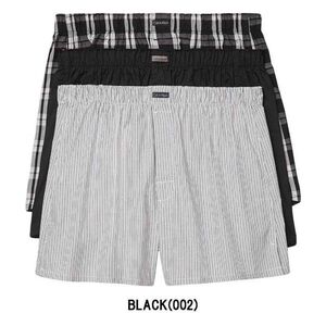 ※訳あり アウトレット Calvin Klein(カルバンクライン)ck トランクス 3枚セット メンズ 下着 前開き NB4006 BLACK(002) Lサイズ