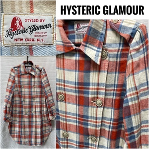 HYSTERIC GLAMOUR ヒステリックグラマー ロング丈 チェック柄シャツ ワンピース 0132AO04 サイズフリー トネルシャツ レンチコート