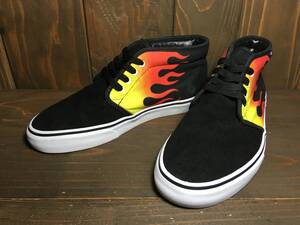 ★VANS バンズ 国内企画 CHUKKA チャッカ 黒 ファイアパターン フレイムス 26.0cm 美品 Used 検 SK8 オールドスクール ハーフキャブ