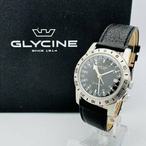 【訳あり】1円〜◆GLYCINE グリシン エアマン No.1 GL0370◆GMT 12時間 36mm 自動巻◆パイロットウォッチ/ベトナム戦争/メンズ 腕時計/黒