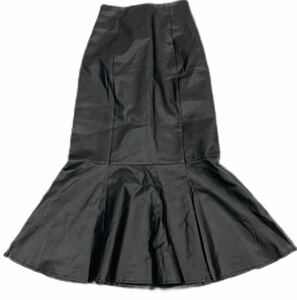合皮レザー タイトロングスカート マーメイド　黒 サイズ表記Ｆ ウエスト70 バックゴムで伸縮性有り。