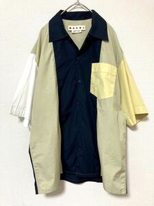 マルニ　marni 切り替え　カラーブロック　オープンカラー　シャツ　半袖　メンズ　開襟　48 オーバーサイズ　ビッグシルエット