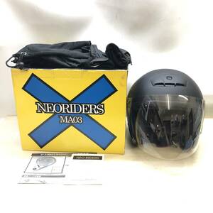 ♪NEORIDERS ネオライダーズ MA03 ジェットヘルメット オープンフェイスシールド付 Lサイズ バイク用品 マットブラック 中古品♪SG25113