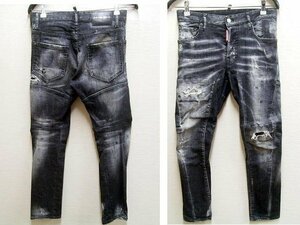 ◇即決[42]DSQUARED2 18AW TIDY BIKER JEAN ブラック S71LB0529 ストレッチ デニム スリム バイカー パンツ■5816