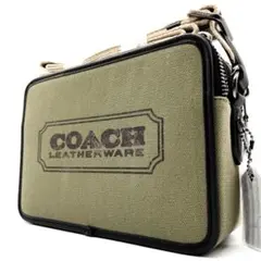 超希少✨COACH ショルダーバッグ ダブルファスナー レザー キャンバス 緑