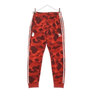 A BATHING APE アベイシングエイプ ×ADIDAS CAMO JERZEY PANTS カラーカモ ジャージートラックパンツ レッド DP0188