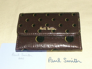 PWU441-⑧　新品本物即決　ポールスミス　Paul Smith　牛革/羊革　ドット柄　名刺入れ　定期入れ　カードケース　パスケース　バーガン