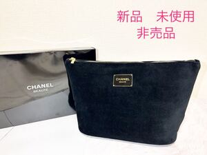 ★新品 未使用★非売品★ CHANEL シャネル ポーチ クラッチバッグ マルチポーチ 大きめポーチ ノベルティ ベロア 黒 ブラック バッグ 箱付