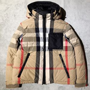 Lサイズ★BURBERRY バーバリー リバーシブル ダウンジャケット パーカー ノバチェック メガチェック 着脱フード 2way メンズ アウター 極暖