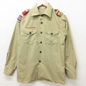 S/古着 長袖 ボーイスカウト シャツ メンズ 80s ベージュ カーキ 21aug27 中古 トップス