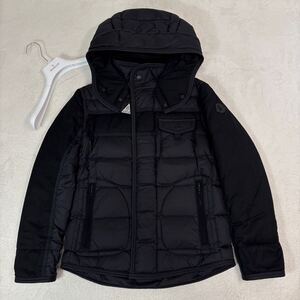 ☆極美品・高級☆ MONCLER RYAN レザーパッチ　ダウンジャケット　黒　ブラック　メンズ　Sサイズ　異素材切り替え　モンクレール