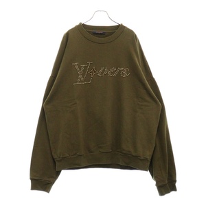 ルイヴィトン 24SS Cotton Signature Sweatshirt コットンシグネチャースウェットシャツ クルーネックトレーナー RM241 FWC HQY88W カーキ